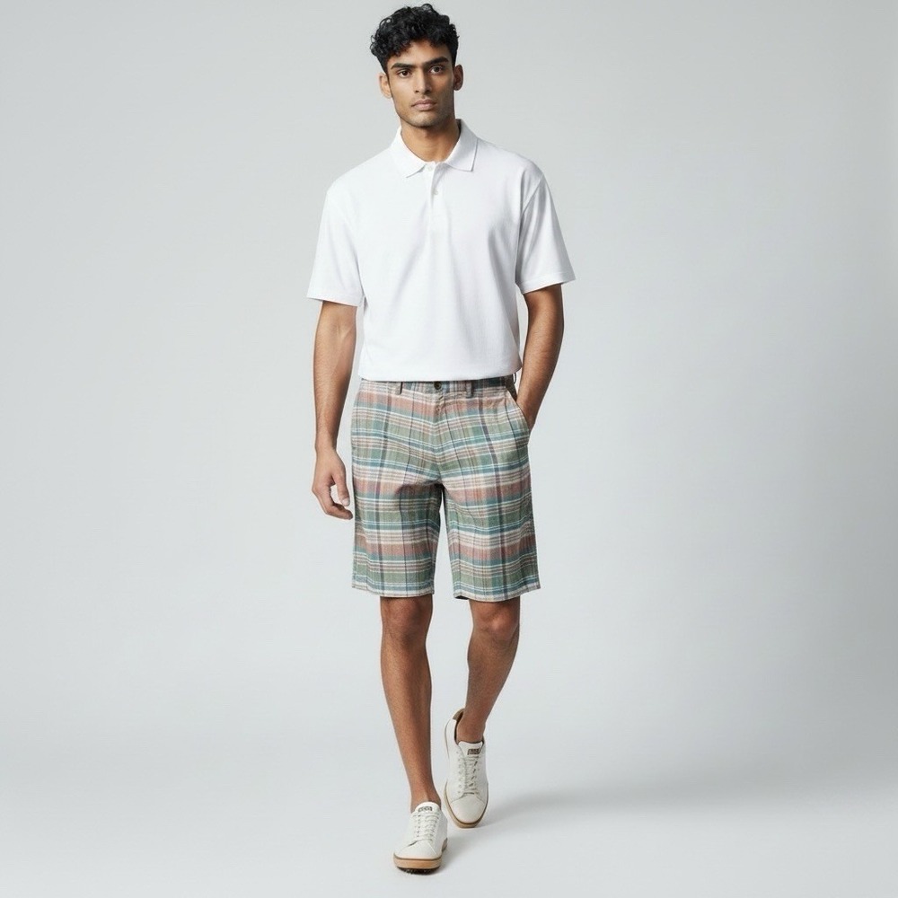 Tommy Bahama Linen Preppy Resort Plaid Golf Coastal Chill Island Shorts Mens 34
